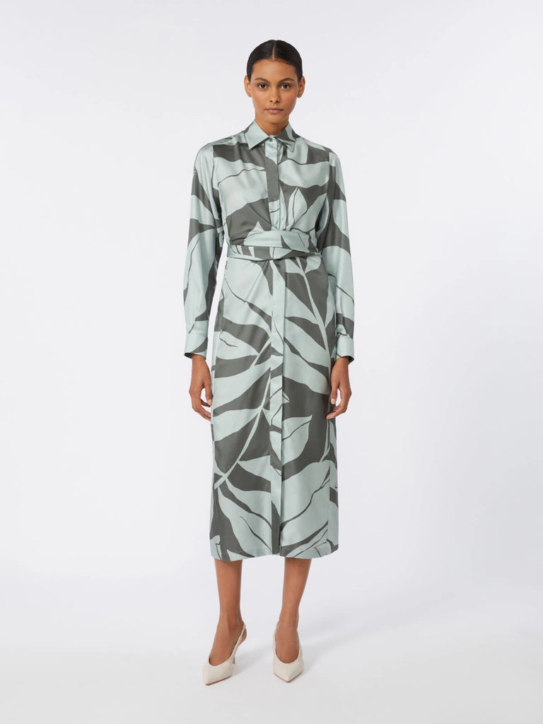 max mara printed silk shirt dress