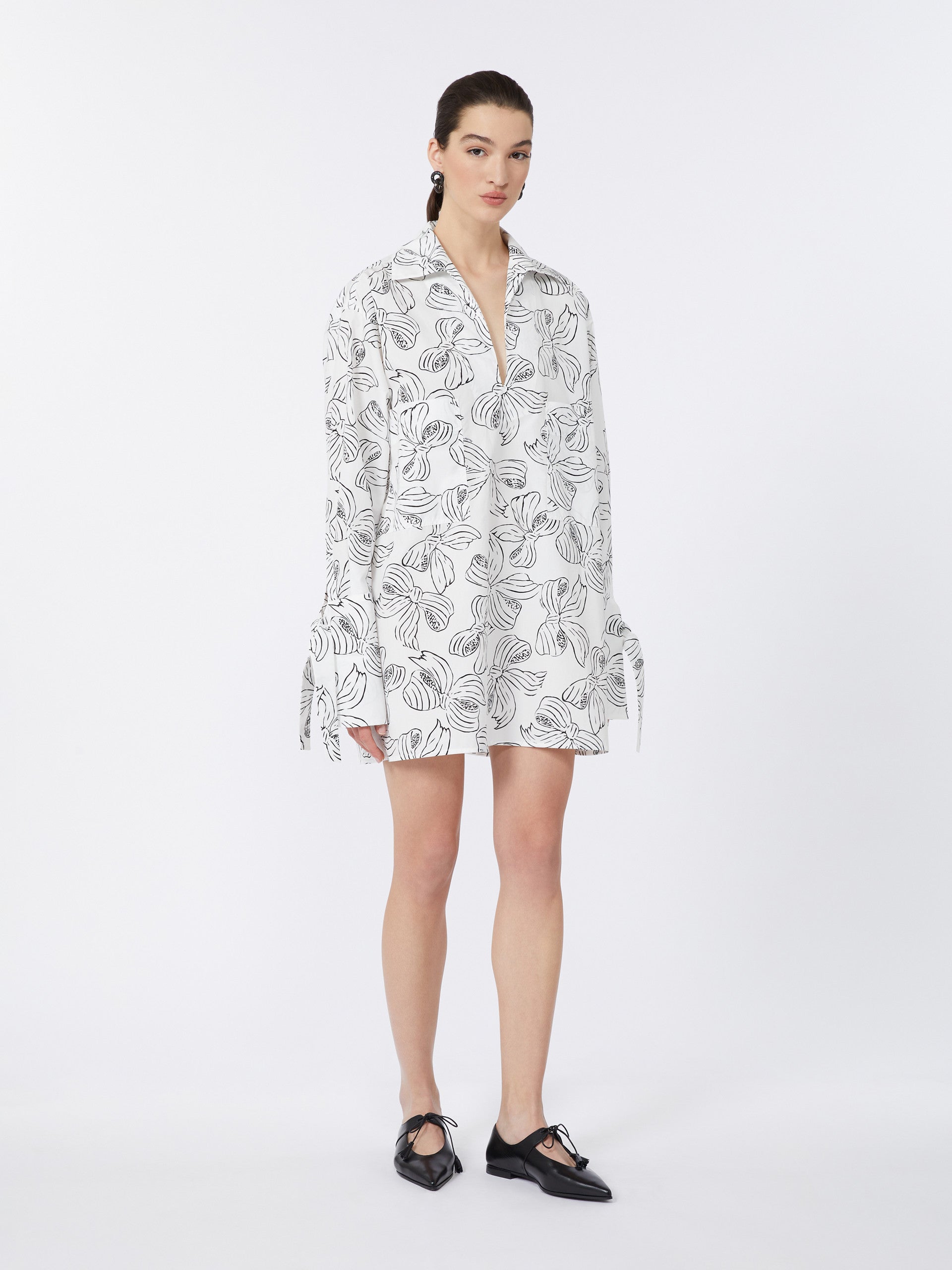 Printed cotton shirt dress
