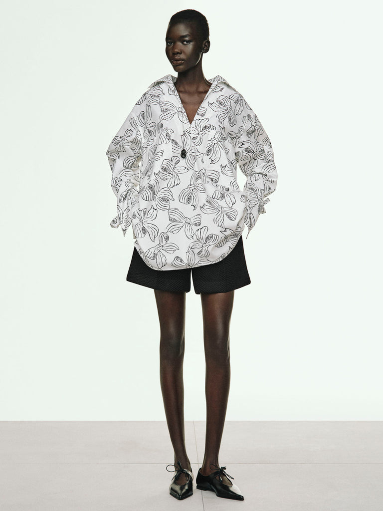 Printed cotton shirt dress