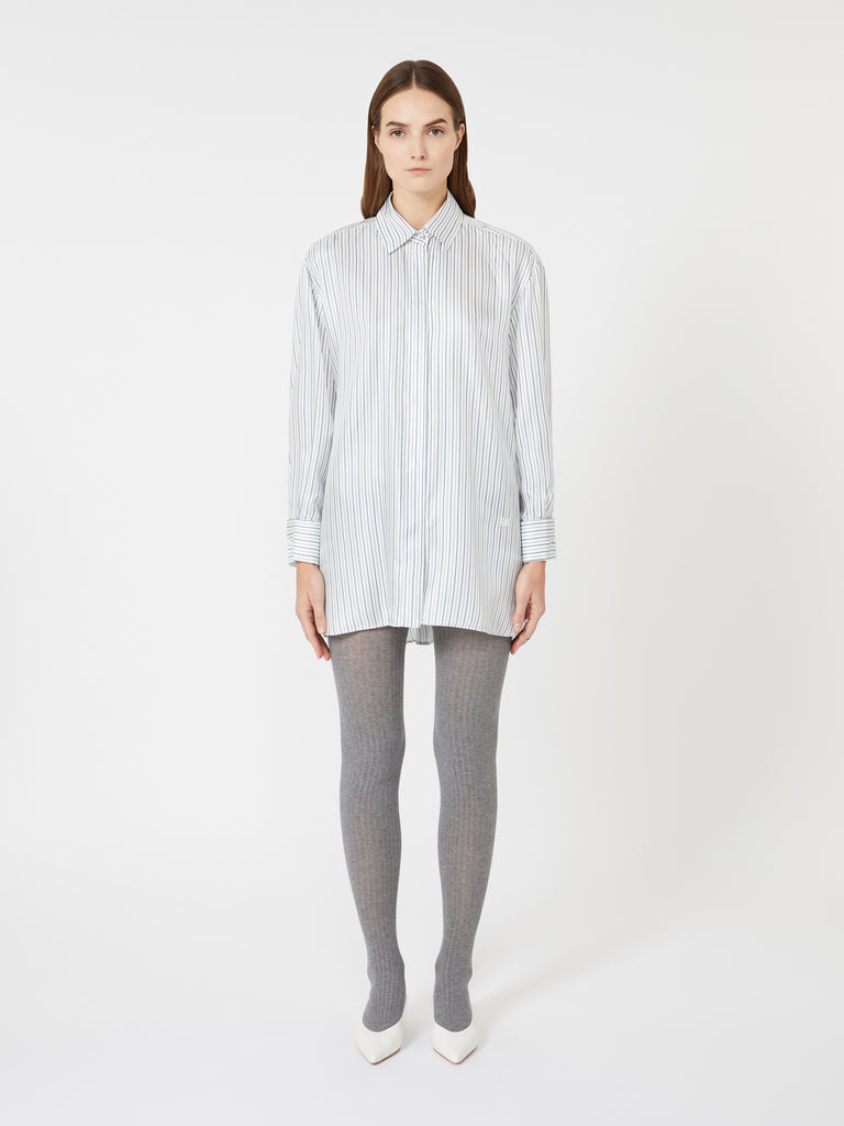 Short, printed-silk shirt dress