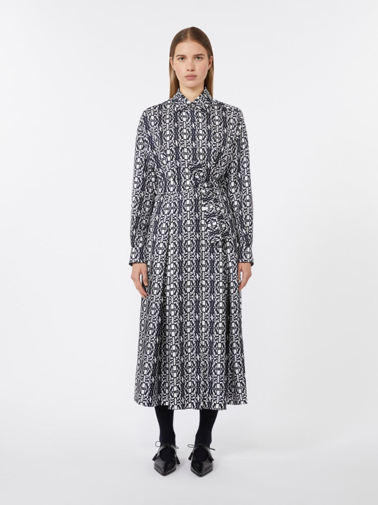 Printed twill shirt dress