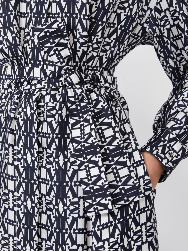 Printed twill shirt dress