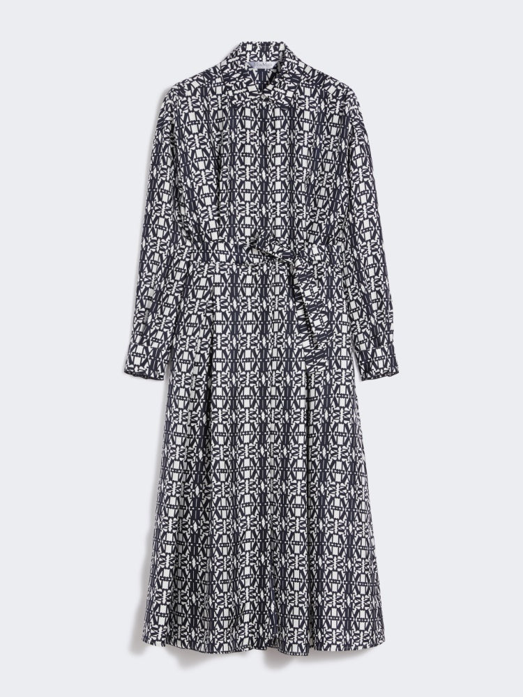 Printed twill shirt dress