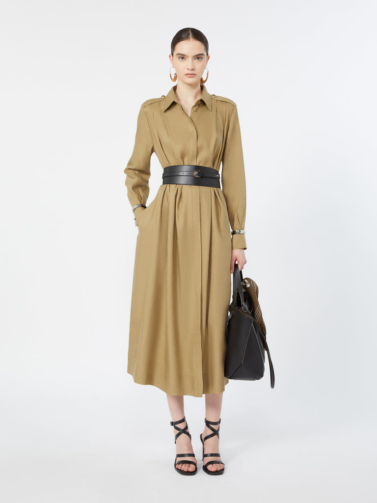 max mara فستان قميص من الكتان والحرير