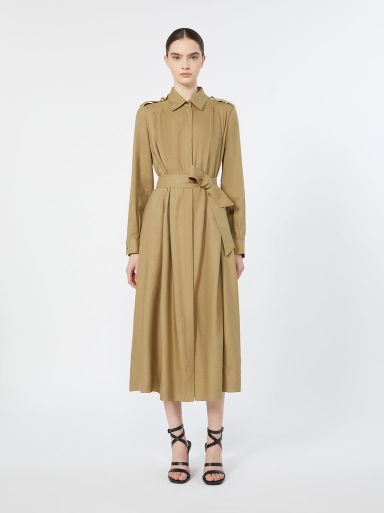 max mara فستان قميص من الكتان والحرير