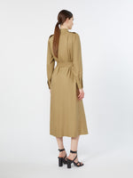 Linen And Silk Shirt Dress for Women - Kaki - Max Mara KSA