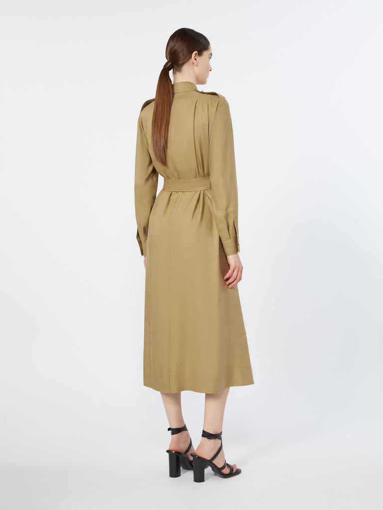 max mara فستان قميص من الكتان والحرير