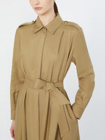 Linen And Silk Shirt Dress for Women - Kaki - Max Mara KSA