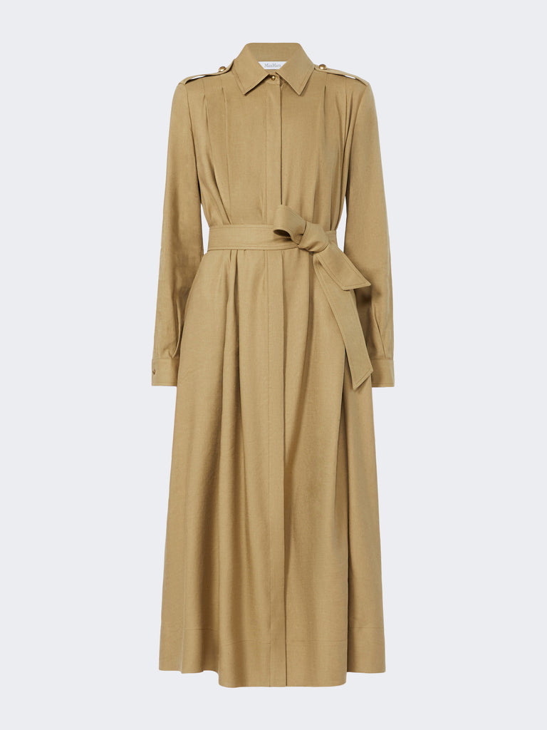 max mara فستان قميص من الكتان والحرير