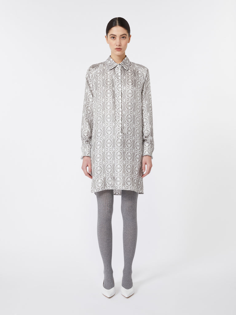 Printed silk shirt dress