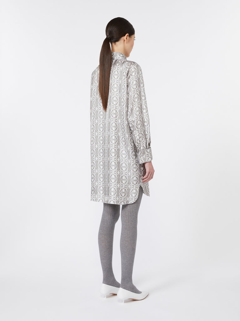 Printed silk shirt dress