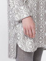 Printed silk shirt dress