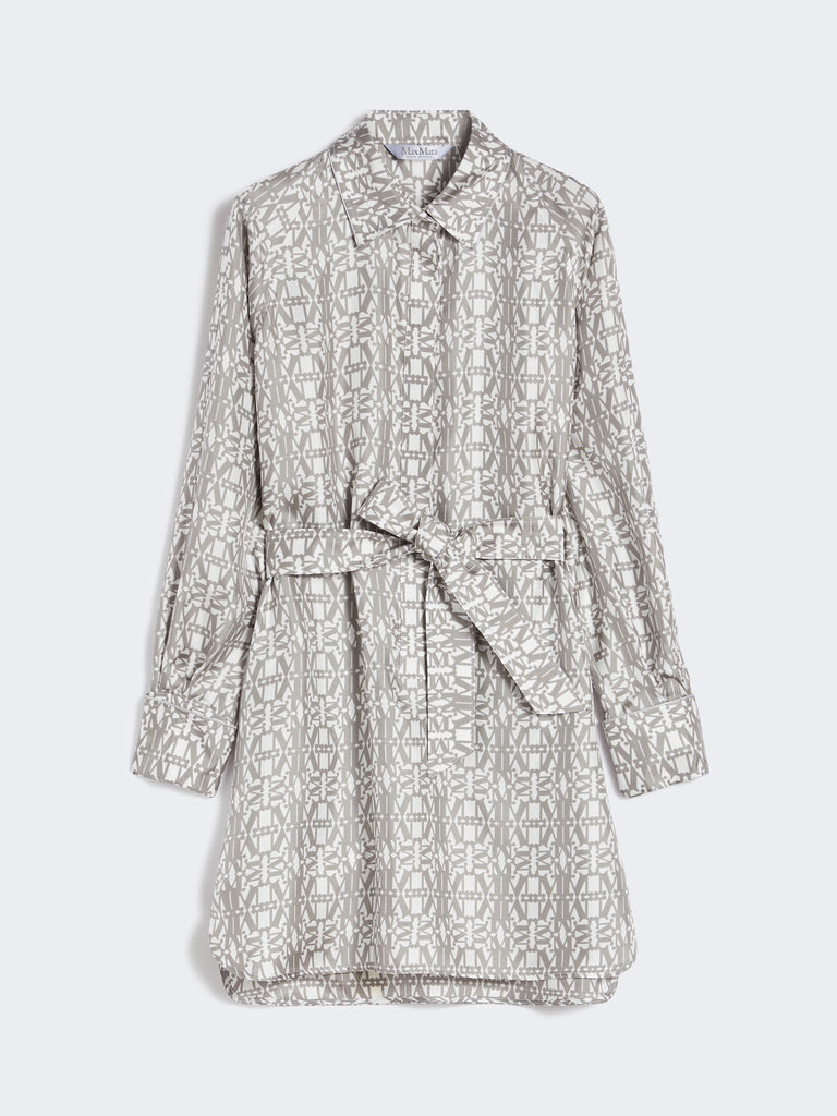 Printed silk shirt dress