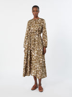 Printed Silk Twill Dress for Women - Kaki - Max Mara KSA