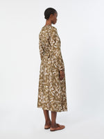 Printed Silk Twill Dress for Women - Kaki - Max Mara KSA