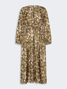 Printed Silk Twill Dress for Women - Kaki - Max Mara KSA
