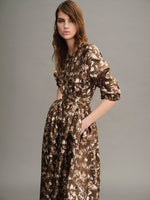 Printed Silk Twill Dress for Women - Kaki - Max Mara KSA