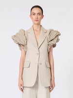 Oversized Sleeveless Linen Jacket With Ruffles for Women - Sand - Max Mara KSA