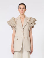 max mara oversized sleeveless linen jacket with ruffles for women