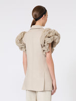 Oversized Sleeveless Linen Jacket With Ruffles for Women - Sand - Max Mara KSA