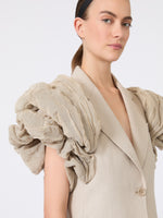 Oversized Sleeveless Linen Jacket With Ruffles for Women - Sand - Max Mara KSA