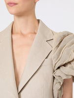 Oversized Sleeveless Linen Jacket With Ruffles for Women - Sand - Max Mara KSA