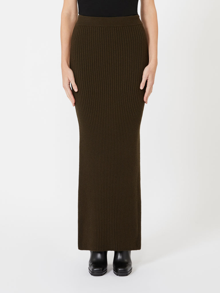 Wool and cashmere pencil skirt - Moss green