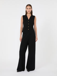 Viscose Crepe Trousers for Women - Black - Max Mara KSA