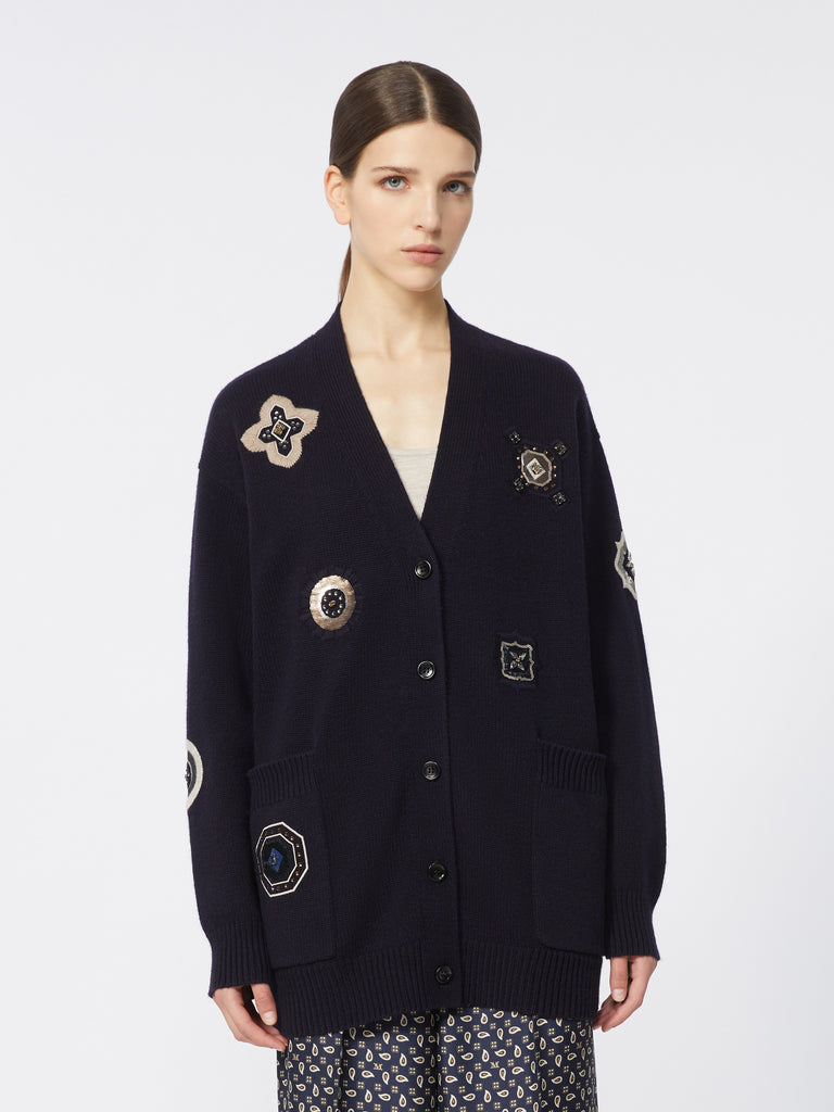 Long wool and cashmere cardigan