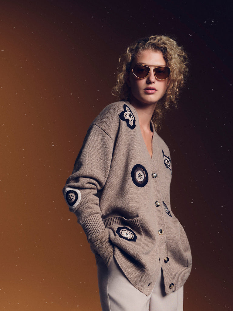 Long wool and cashmere cardigan