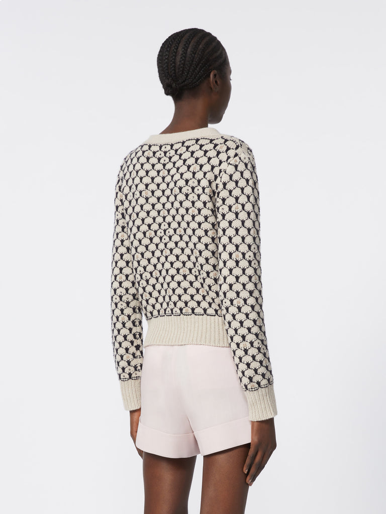 Patterned wool and cashmere cardigan