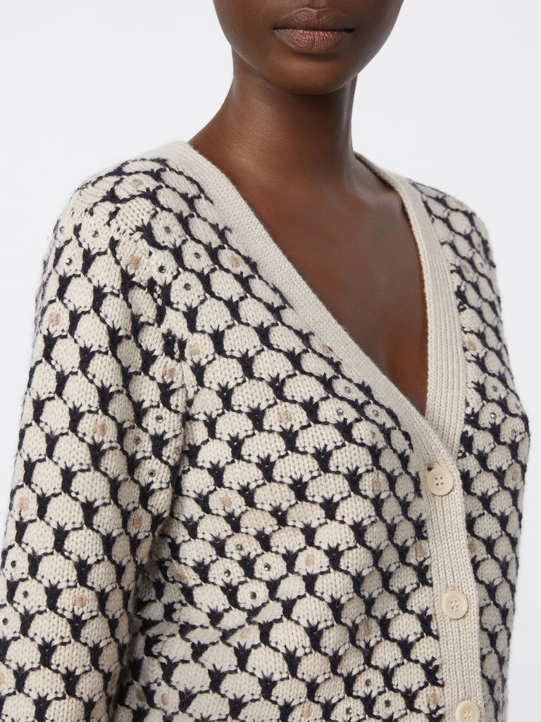 Patterned wool and cashmere cardigan