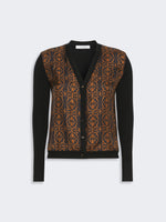 Printed Wool And Silk Yarn Cardigan for Women - Black - Max Mara KSA