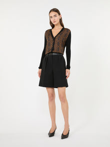 Printed Wool And Silk Yarn Cardigan for Women - Black - Max Mara KSA