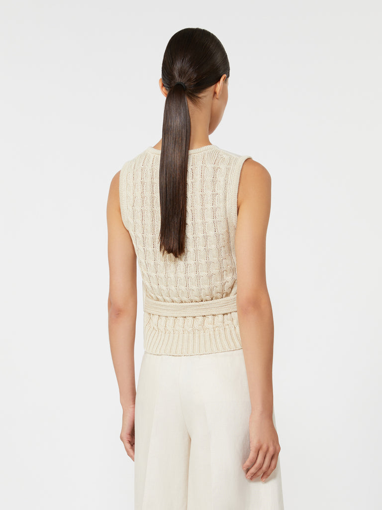 max mara linen and cable-knit gilet