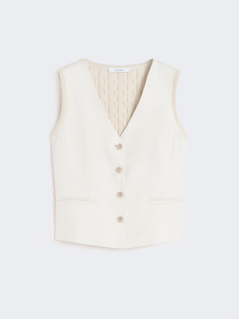 max mara linen and cable-knit gilet