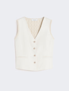 Linen and cable-knit gilet
