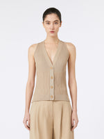 Cotton yarn and viscose crepe gilet