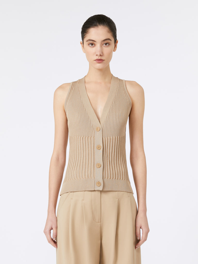 Cotton yarn and viscose crepe gilet