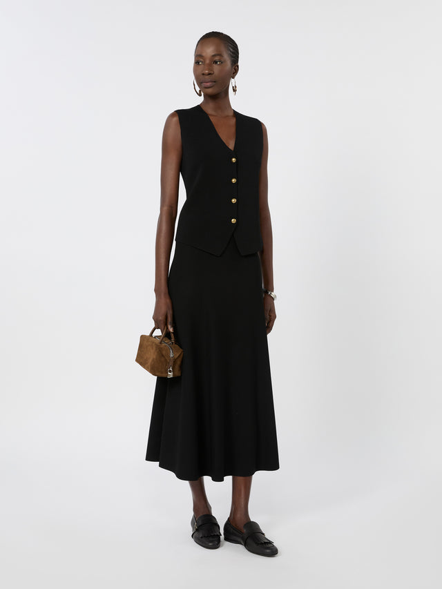 Viscose Crepe Yarn Gilet for Women - Black - Max Mara KSA