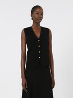 Viscose Crepe Yarn Gilet for Women - Black - Max Mara KSA