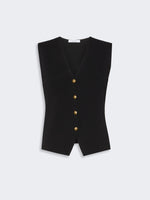 Viscose Crepe Yarn Gilet for Women - Black - Max Mara KSA