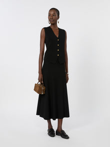 Viscose Crepe Yarn Gilet for Women - Black - Max Mara KSA