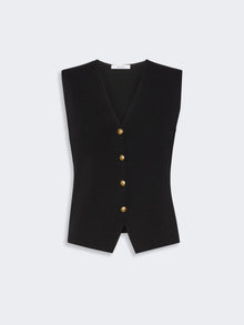 Viscose Crepe Yarn Gilet for Women - Black - Max Mara KSA