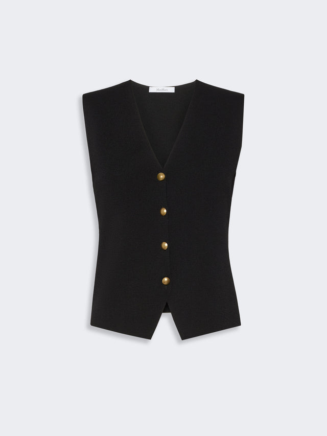Viscose Crepe Yarn Gilet for Women - Black - Max Mara KSA