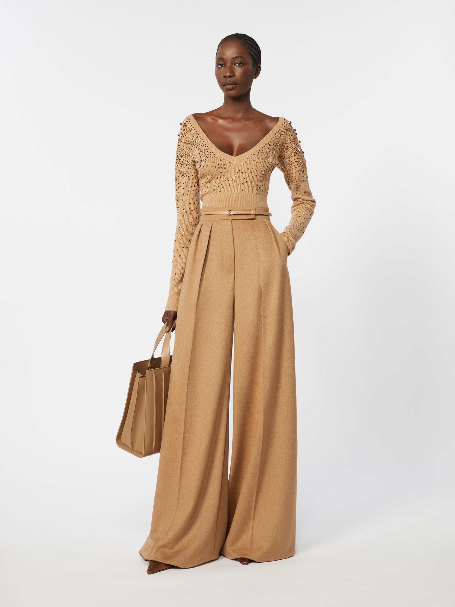 Wool and cashmere V-neck sweater