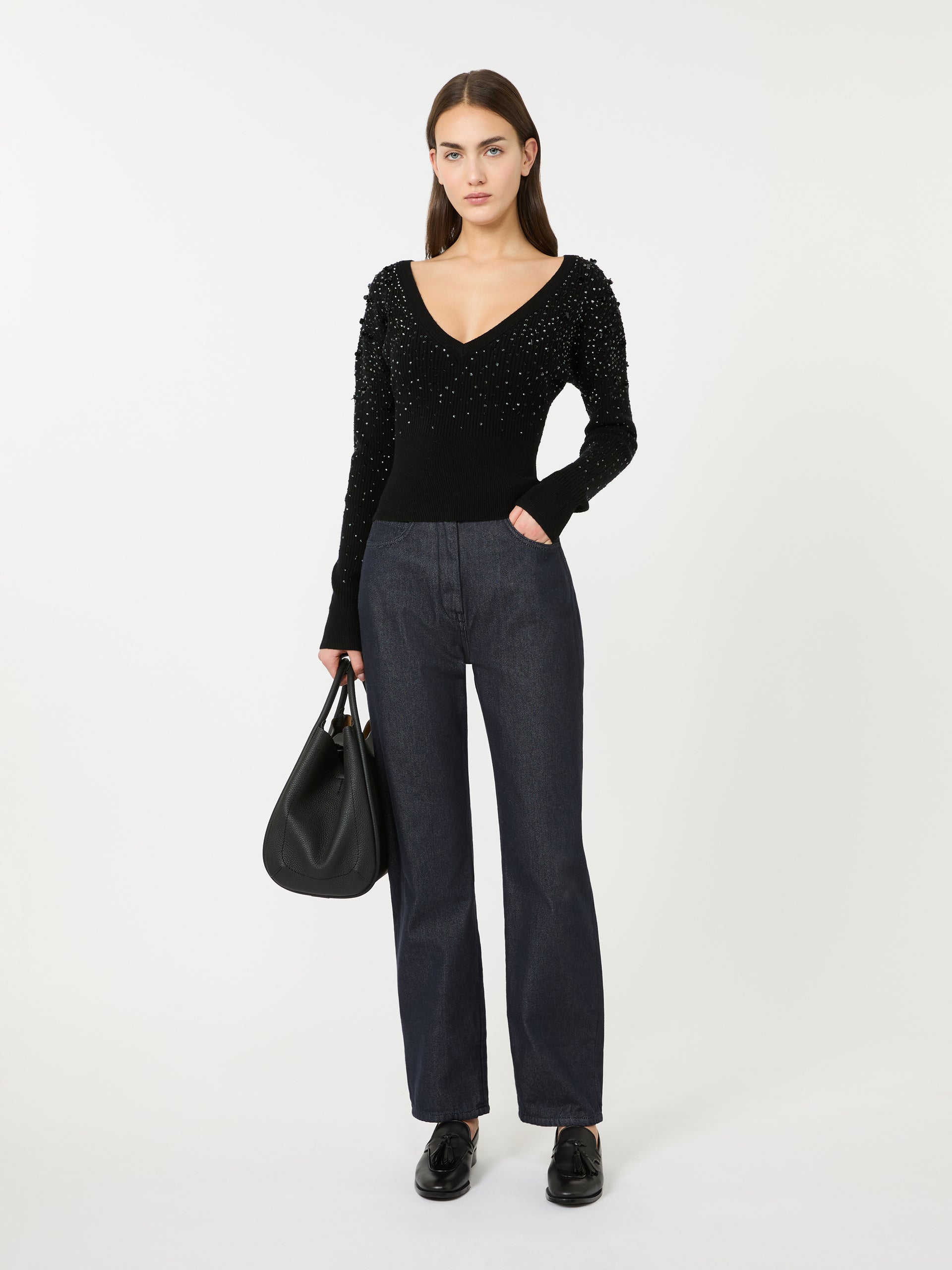 Wool and cashmere V-neck sweater