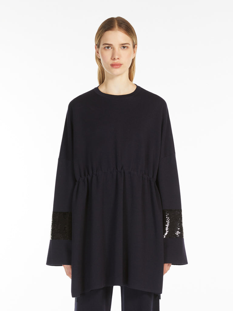 Wool jumper with rhinestones