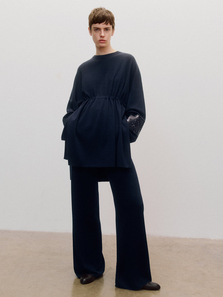 Wool jumper with rhinestones