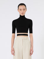 Stretch Viscose Cropped Turtleneck for Women - Black - Max Mara KSA